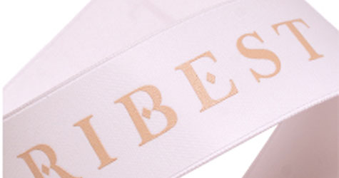 One color plastisol print sample on ribbon