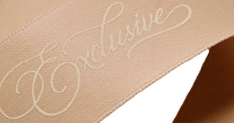 One color puff print sample on ribbon
