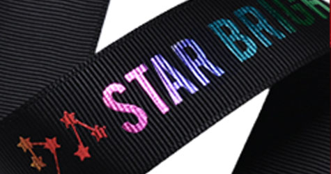 One color screen foil print sample on ribbon