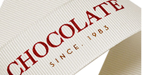 Two color screen ink printed custom ribbon sample