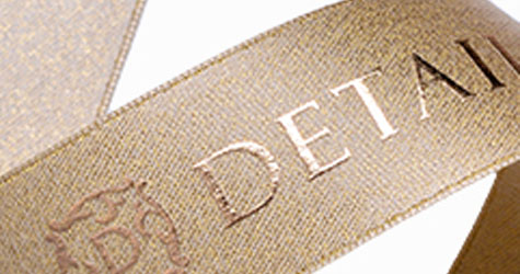 Puff and foil print sample on custom ribbon