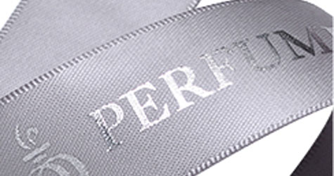 Screen foil print sample on custom ribbon