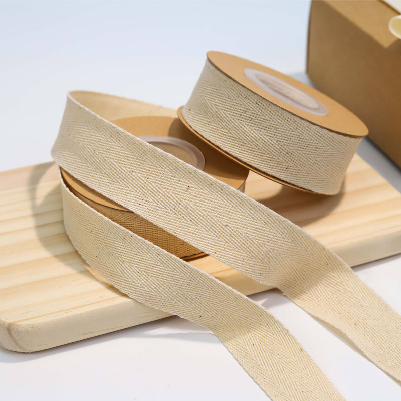 Eco friendly recycled cotton ribbon for packaging