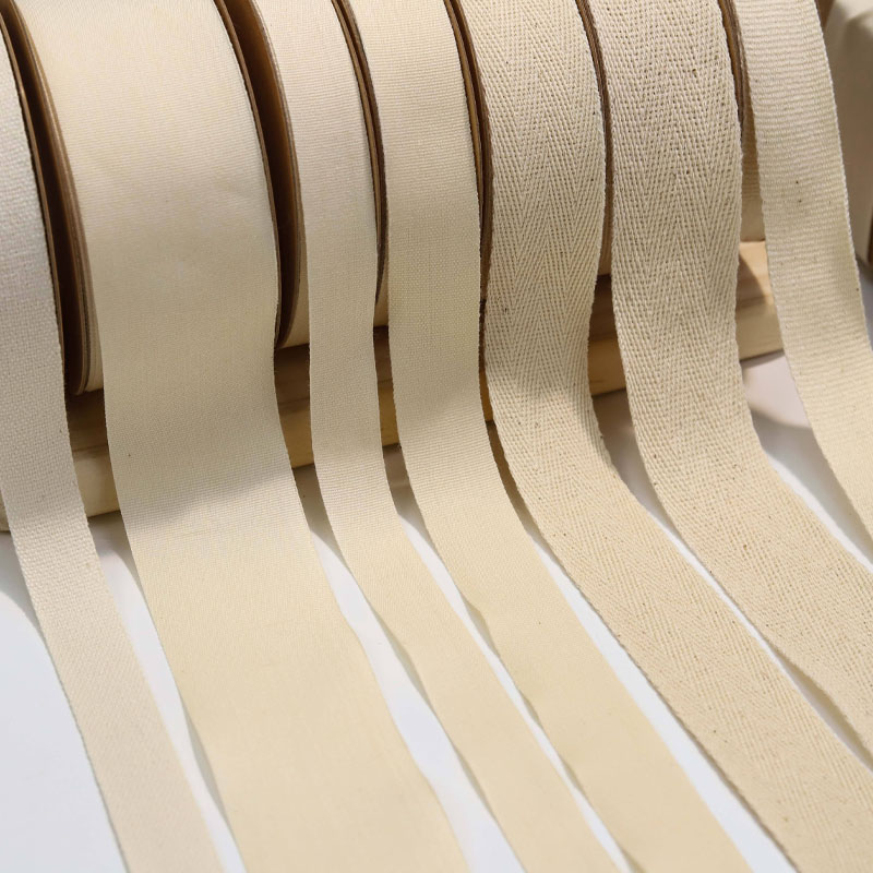 Eco-friendly plain custom cotton ribbon 13mm