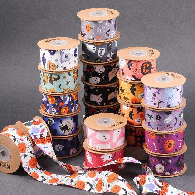 38mm Spider, Ghost & Bat Halloween Gift Ribbon