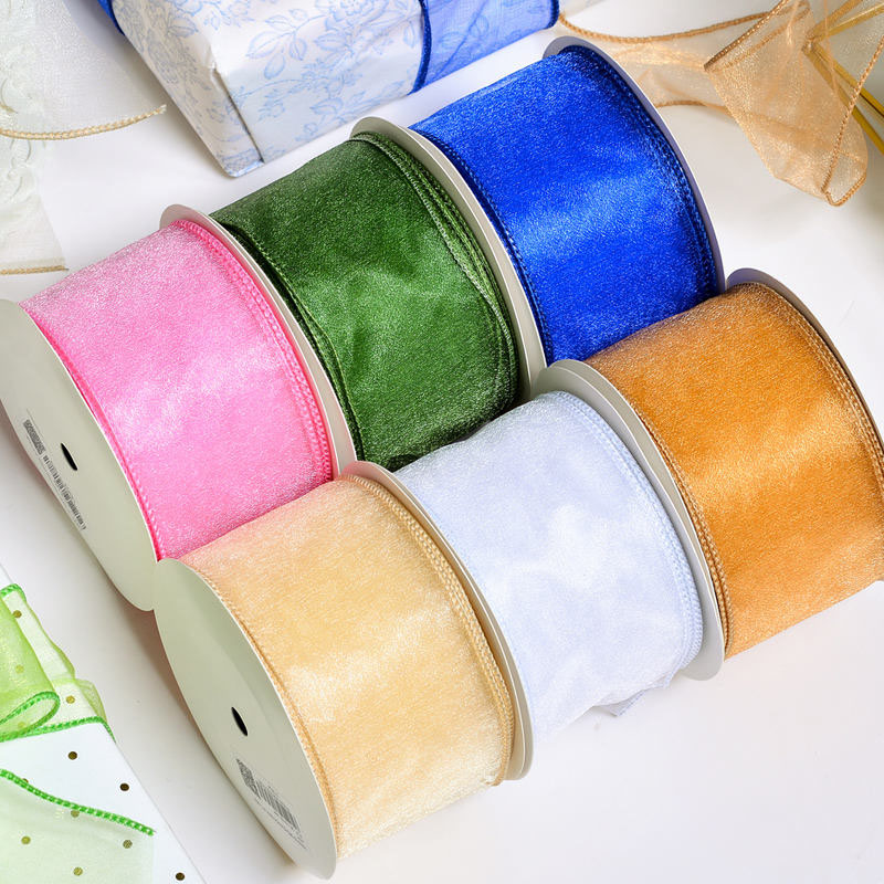 Ruban en organza à bord câblé festif pour nœuds DIY