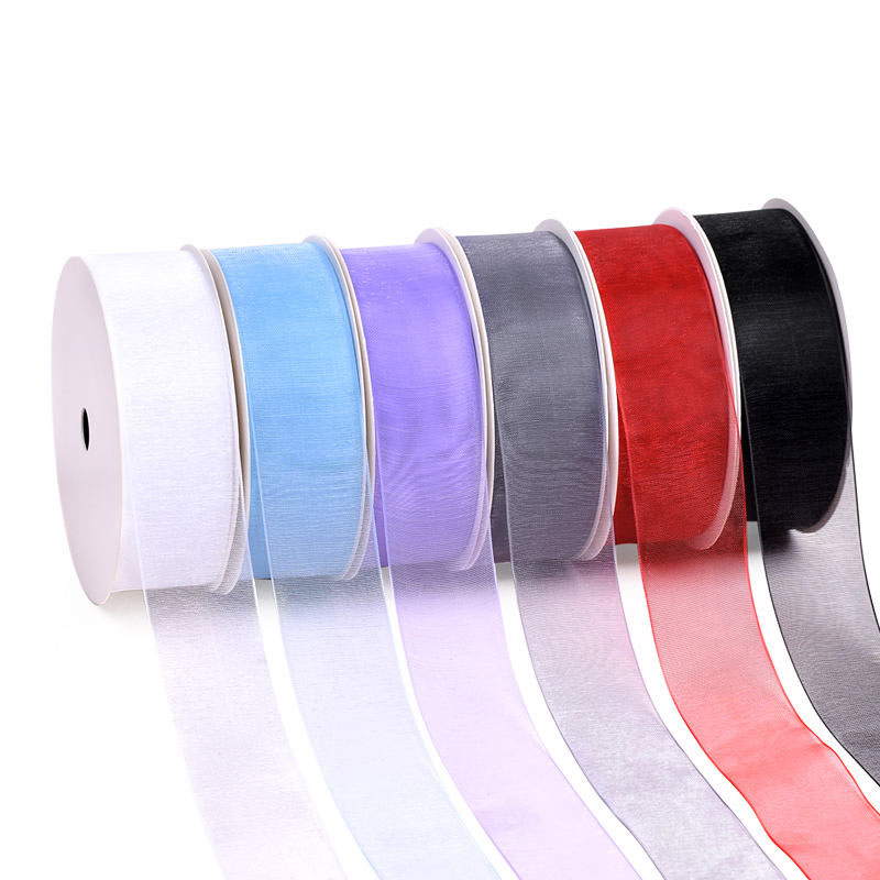 Rouleau de ruban en organza de 3 à 50 mm avec logo imprimé personnalisé