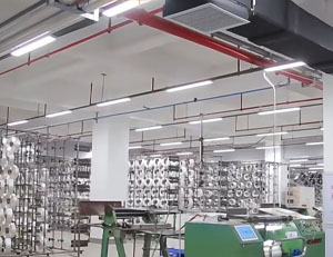 Finished ribbon rolls stacked in the factory