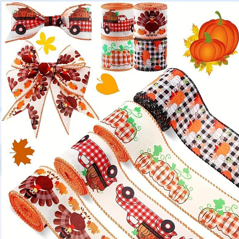 63mm burlap wired edge thanksgiving wrapping ribbon