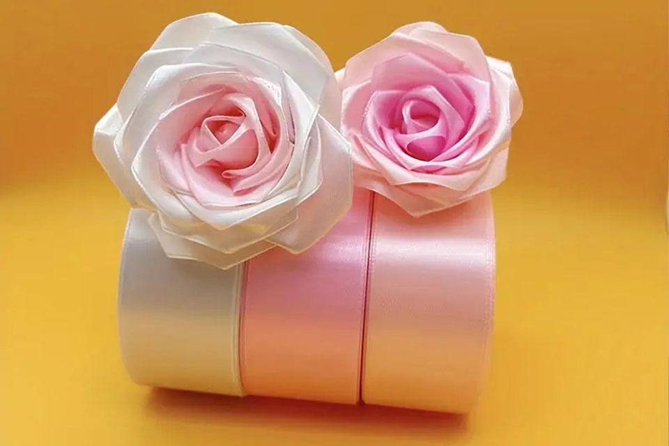 Ribbon craft project with handmade bows