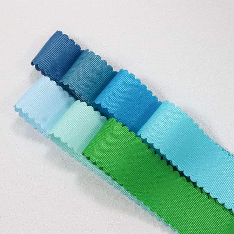 Grosgrain-Band mit Spitzensaum in Blau und Grün nach Bestellung hergestellt