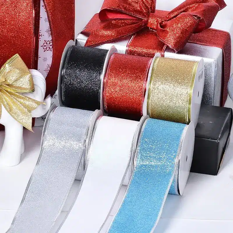 Wired edge ribbon for wreaths and hair bows